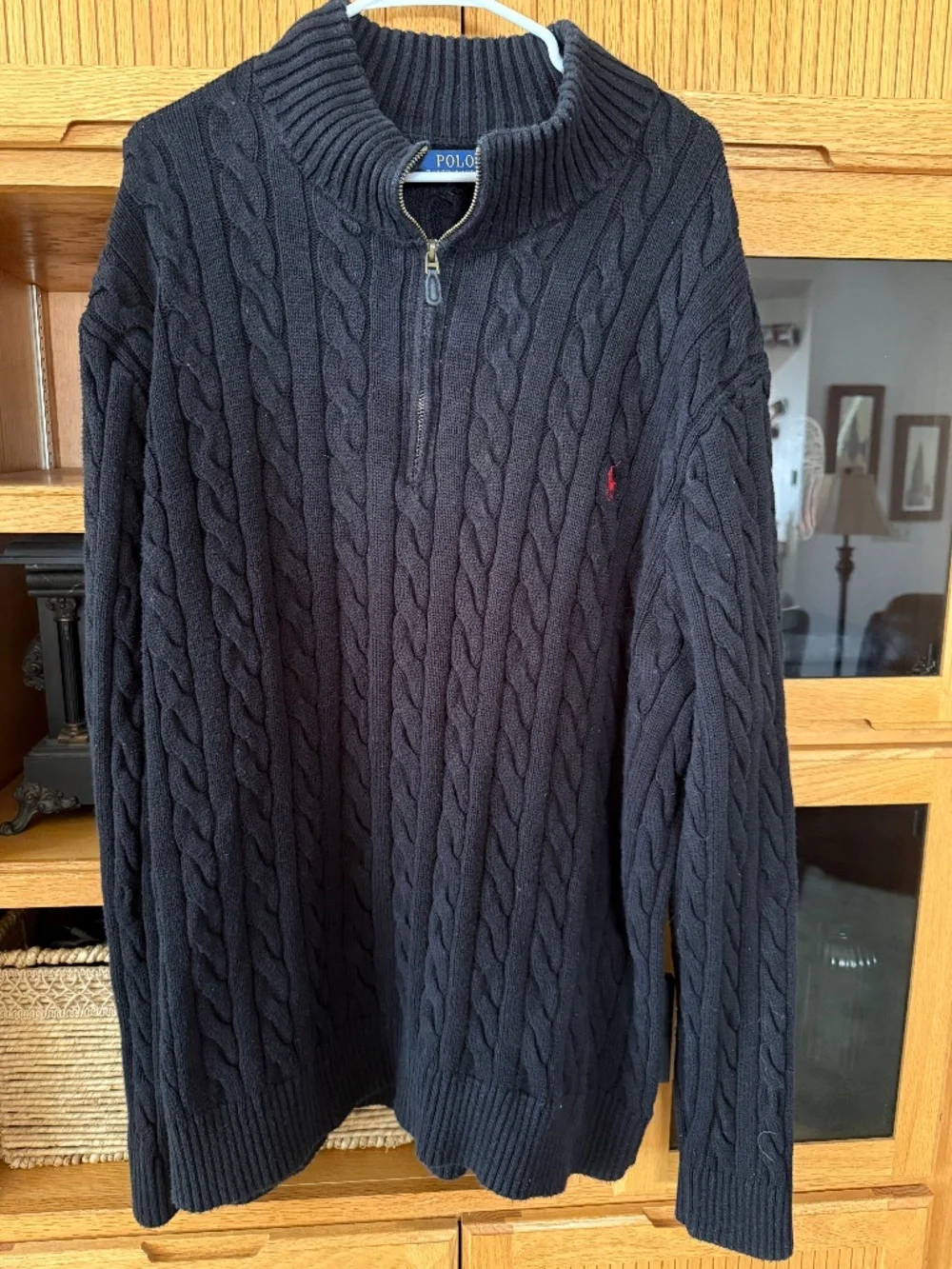 Men 3XLT Polo Ralph Lauren Black Cable Knit Sweater
